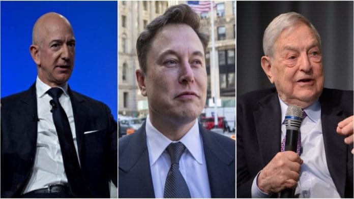 Amazon founder Jeff Bezos, Tesla founder Elon Musk and financier George Soros (file photo) | Bloomberg/Flickr