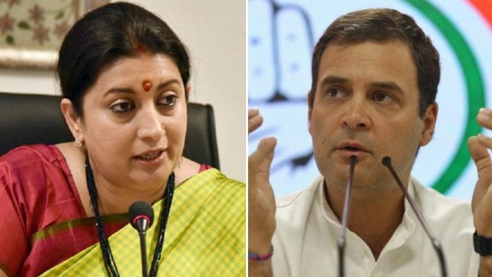 File photos of Smriti Irani and Rahul Gandhi | Credit: PTI and ANI