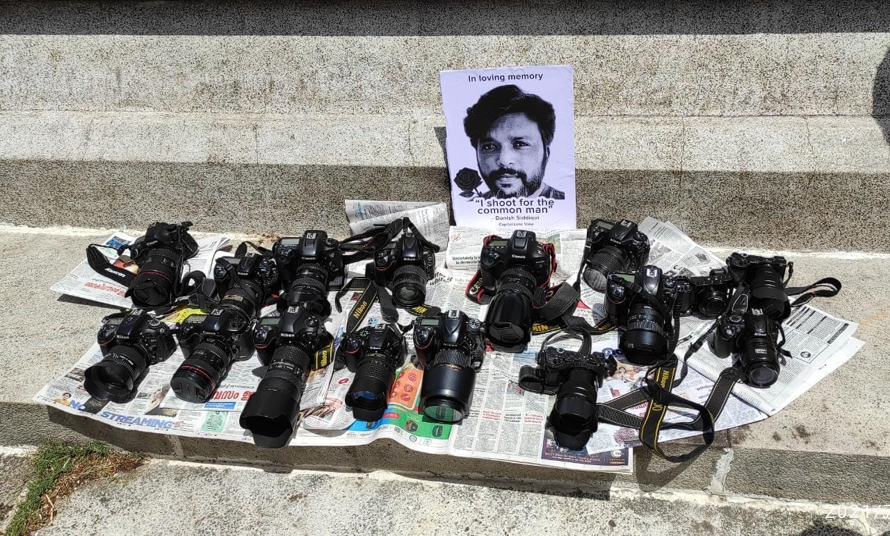 Cameras kept near Danish's picture in Thiruvananthapuram | Photo: Special arrangement 