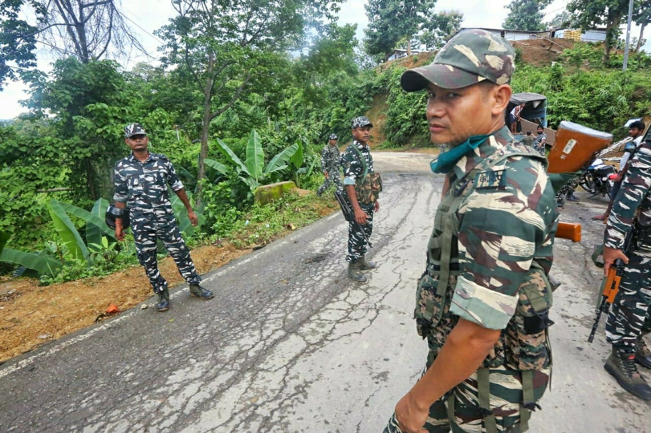 CRPF personnel patrolling on the National Highway 306 | Photo: Praveen Jain | ThePrint
