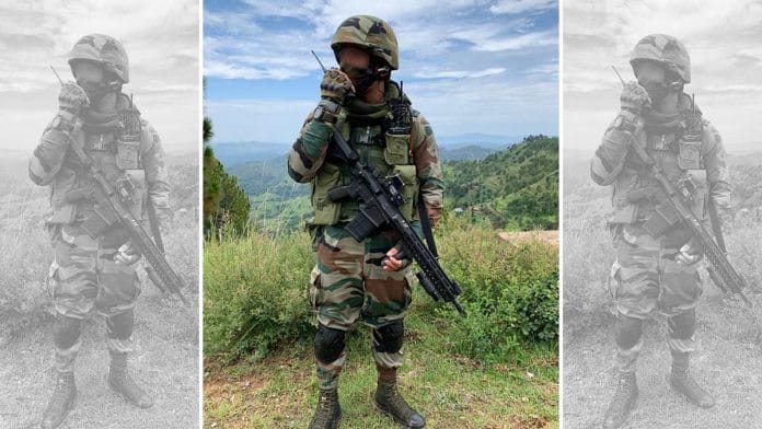 An Indian soldier at LoC with the SiG 716 rifle | Snehesh Alex Philip | ThePrint