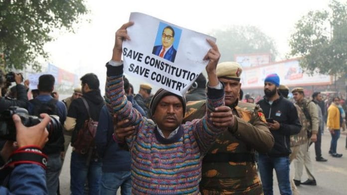 File photo of a protester at an anti-CAA protest in December 2019 | Photo: Suraj Singh Bisht | ThePrint