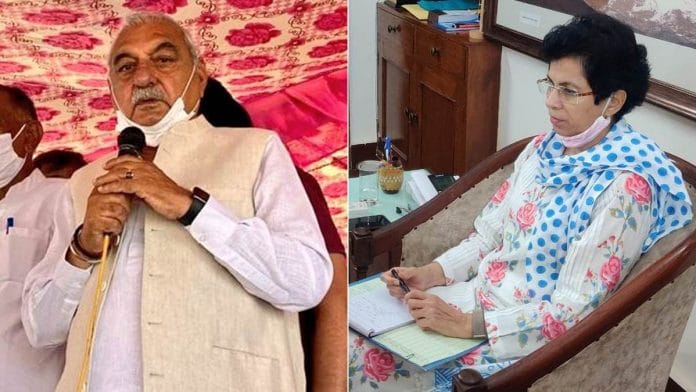 Former Haryana CM Bhupinder Singh Hooda and Haryana Congress chief Kumari Selja | Photo: Twitter