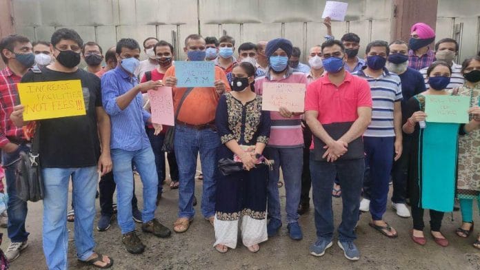 Parents protest outside DPS Dwarka on 13 July | By special arrangement