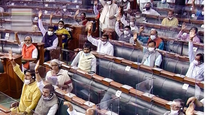 A view of the Lok Sabha during the Monsoon Session of Parliament, in New Delhi on 26 July,2021 | PTI