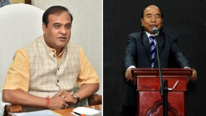 Assam CM Himanta Biswa Sarma (L) and his Mizoram counterpart Zoramthanga | Via Twitter