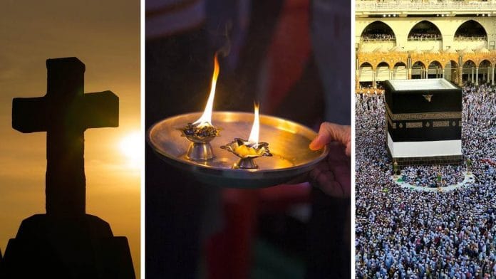 Representational image of religions practised in India | Photos: Pixabay