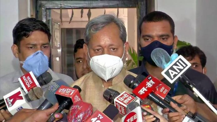 Tirath Singh Rawat speaks to the media in New Delhi. He resigned as Uttarakhand CM on 2 July 2021 | ANI