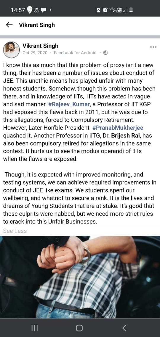 A screenshot of Vikrant Singh's post