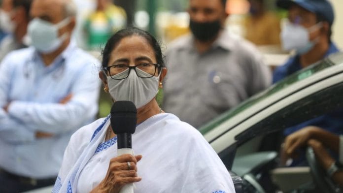 West Bengal Chief Minister Mamata Banerjee addresses the media before her meeting with Congress President Sonia Gandhi in New Delhi Wednesday | Photo: Suraj Singh Bisht/ThePrint