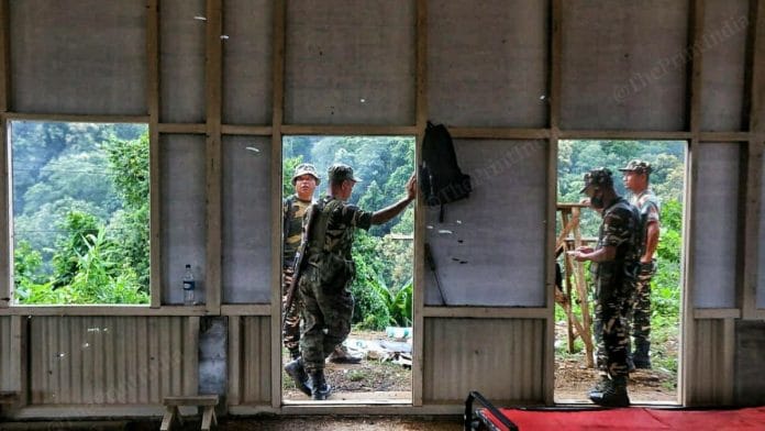 Bullet holes at one of the three posts of the Mizoram Police | Photo: Praveen Jain