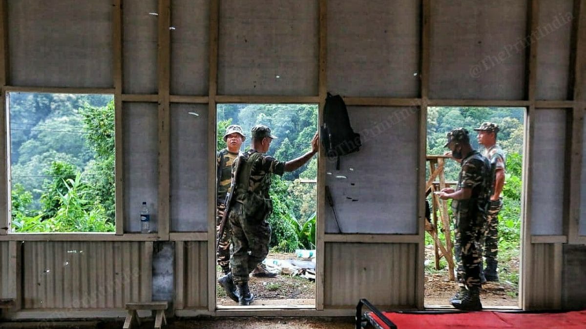 Bullet holes at one of the three posts of the Mizoram Police | Photo: Praveen Jain