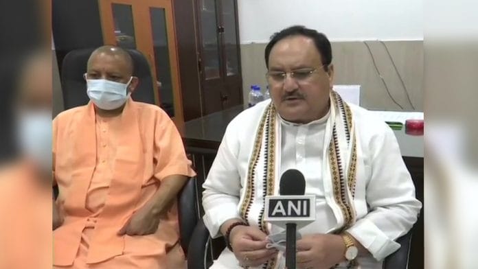 UP chief minister Yogi Adityanath and BJP national president JP Nadda (file photo) | Twitter/@ANI