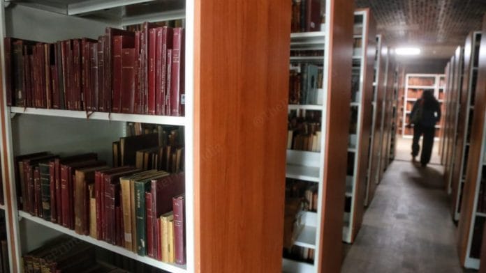 The new library at the Janpath hotel, in spread across two floors | Photo: Manisha Mondal | ThePrint