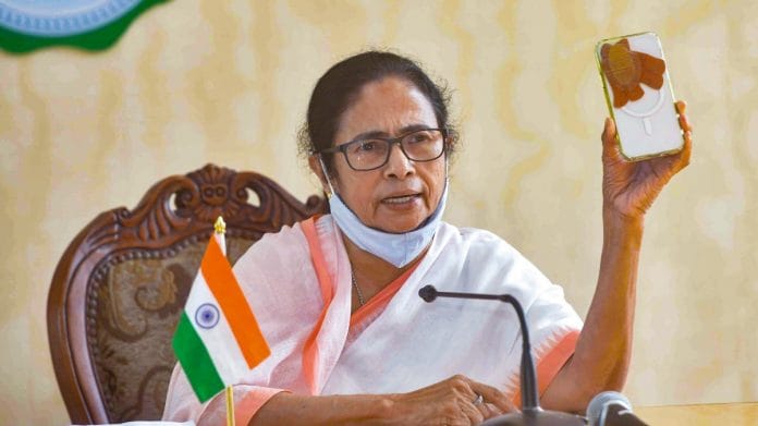West Bengal CM Mamata Banerjee addresses a press conference at the state secretariat Nabanna in Kolkata, on 22 July 2021 | PTI