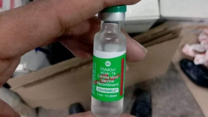 Representational image of the Oxford-AstraZeneca vaccine, manufactured by the Serum Institute of India under the name Covishield | Photo: ANI