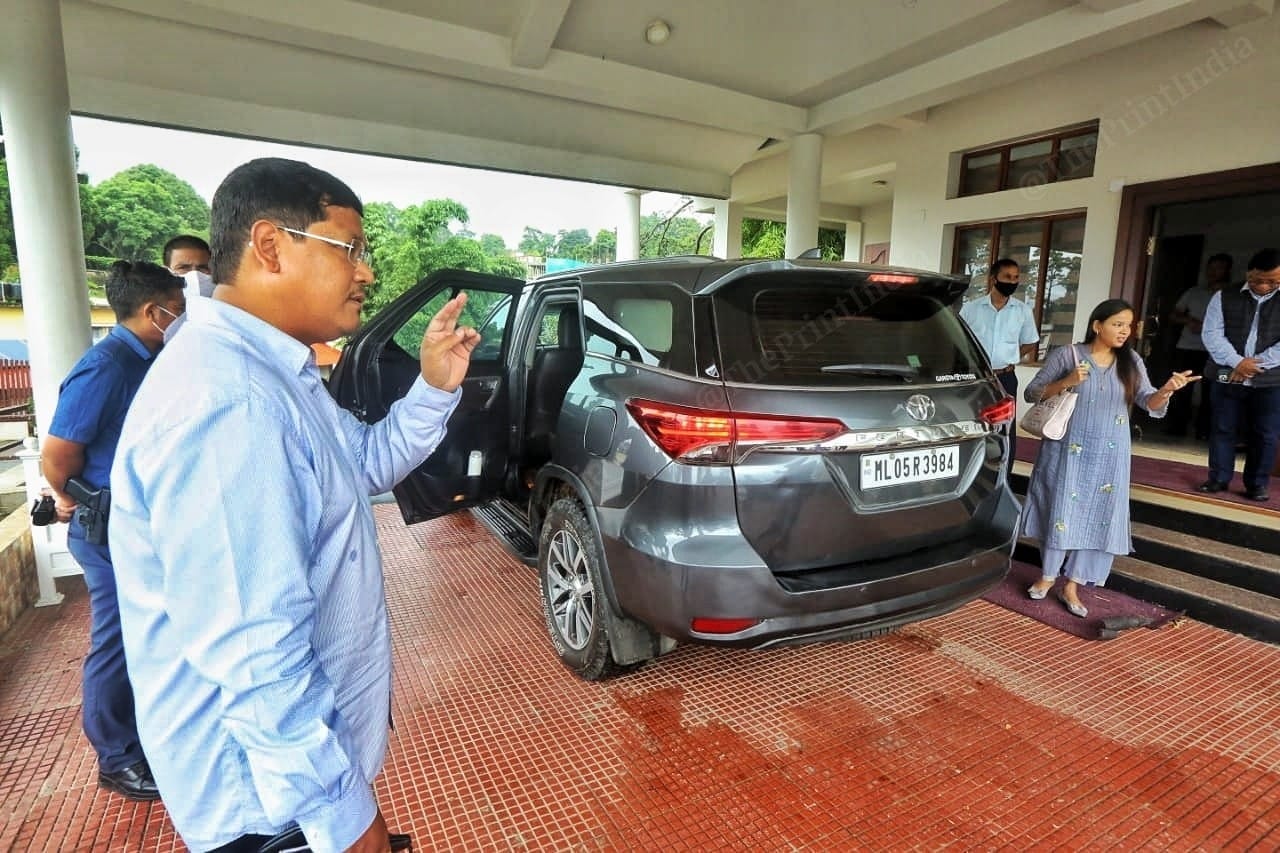 Chief Minister of Meghalaya Conrad Sangma with his wife Mehtab Agitok Sangma leaving house for his constituency Tura| Photo: Praveen Jain | ThePrint