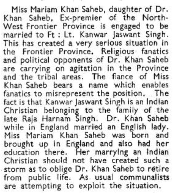 A flyer announcing the marriage of Kanwar Jaswant Singh.