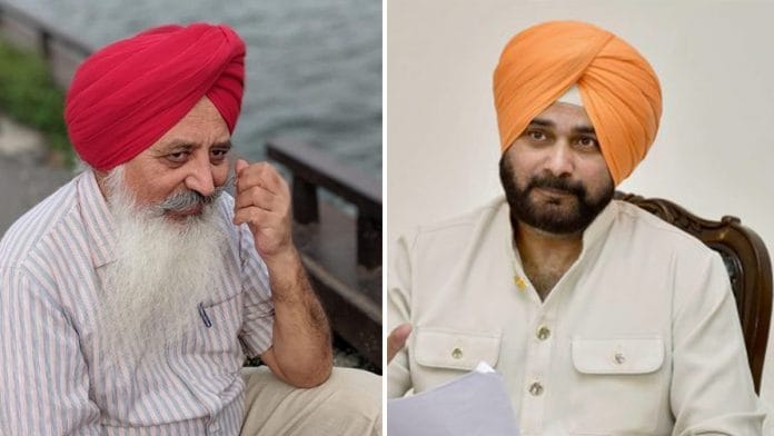 Punjab Congress chief Navjot Singh Sidhu (R) and his adviser Malvinder Singh Mali | Photos via Facebook/PTI