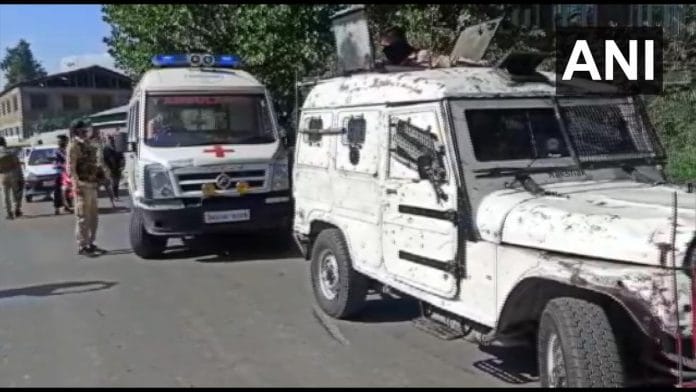 Visuals from the spot where the BJP sarpanch and his wife were shot dead during an attack by terrorists in J&K's Anantnag | Twitter/@ANI