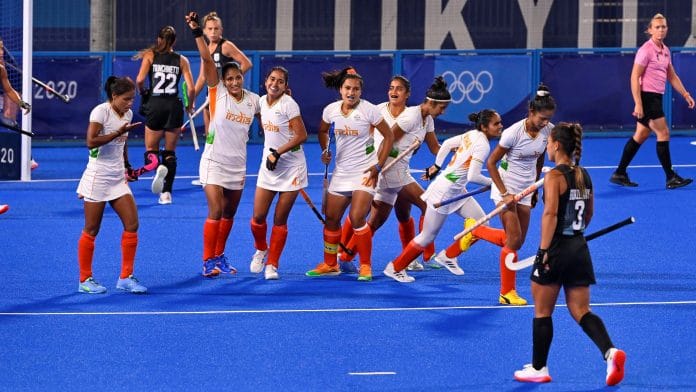 Indian women's hockey team players against Argentina during the semifinal match, at the 2020 Tokyo Olympics, on 4 August 2021 | PTI Photo