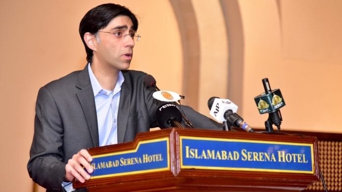 File photo of Pakistan NSA Moeed Yusuf | Photo: Twitter/@YusufMoeed