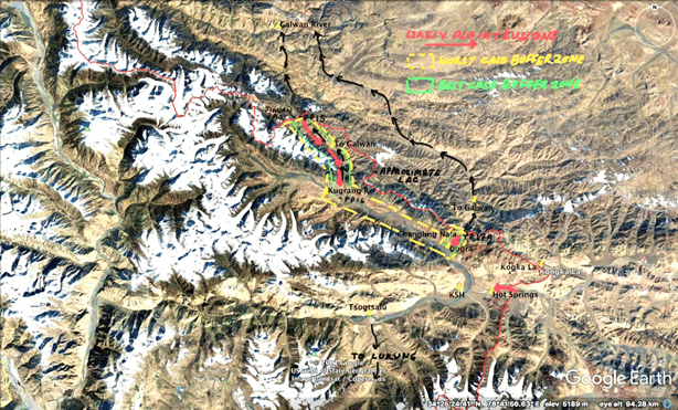 An annotated Google Earth image of Chang Chenmo Sector