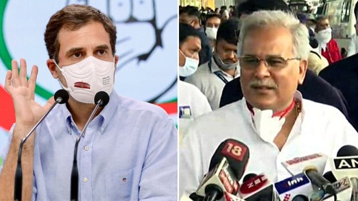 Rahul Gandhi and Chhattisgarh Chief Minister Bhupesh Baghel | ANI