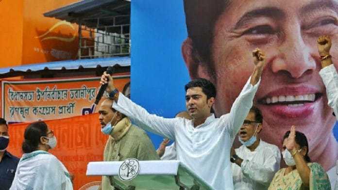 Trinamool Congress national general secretary Abhishek Banerjee at his rally in Bhabanipur Sunday | Praveen Jain | ThePrint