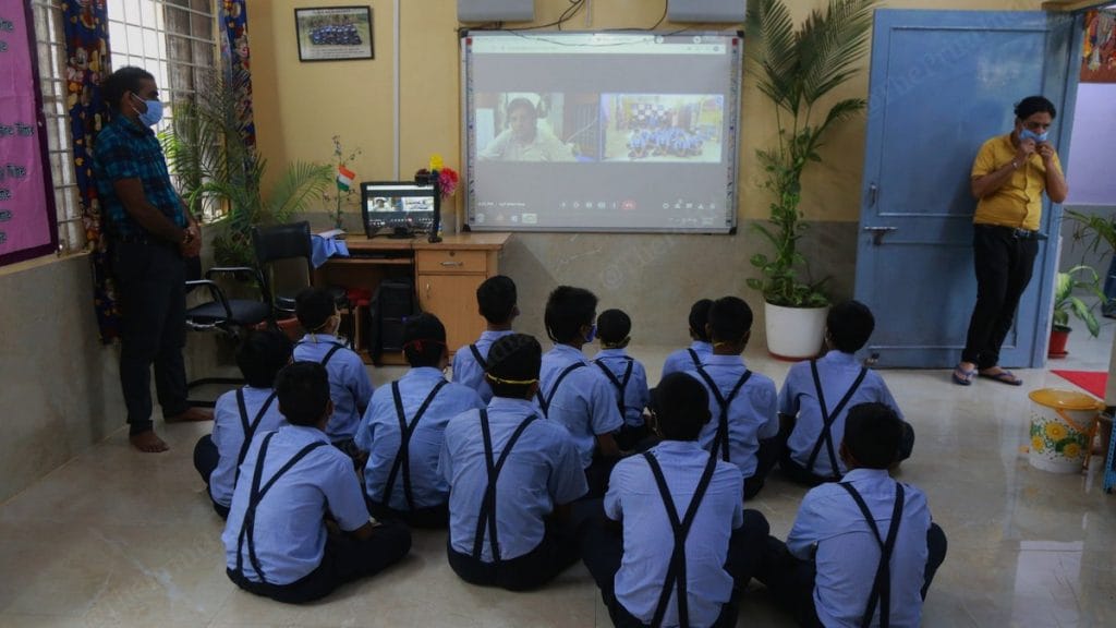 A few of the rescued children attend an online class at a shelter home | Photo: Manisha Mondal | ThePrint