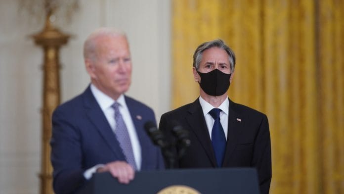File photo of US President Joe Biden with Antony Blinken, US Secretary of State, (right) in the White House in Washington, D.C, in August 2021 | Al Drago | Bloomberg