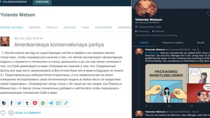 Screenshots of LiveJournal account (left) linking to Twitter account (right). | Photo credit: Fireeye Blog