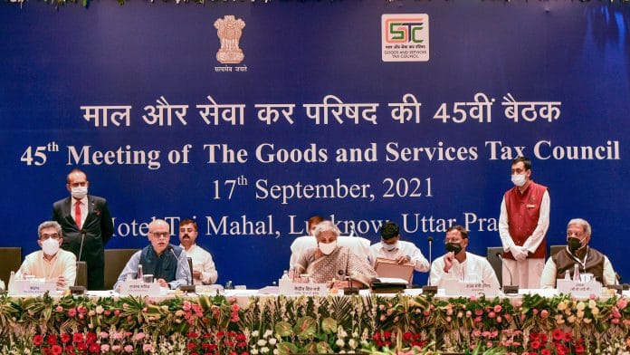Finance Minister Nirmala Sitharaman chairs the 45th GST Council meeting in Lucknow, on 17 September 2021