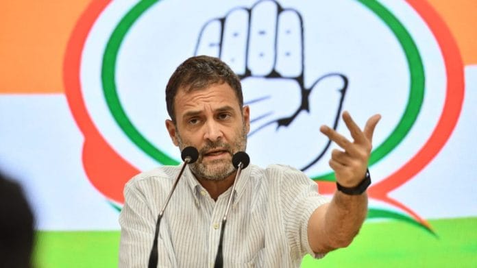 Congress leader Rahul Gandhi during his address to the media at AICC headquarters in New Delhi, on 1 September 2021 | Photo: ThePrint