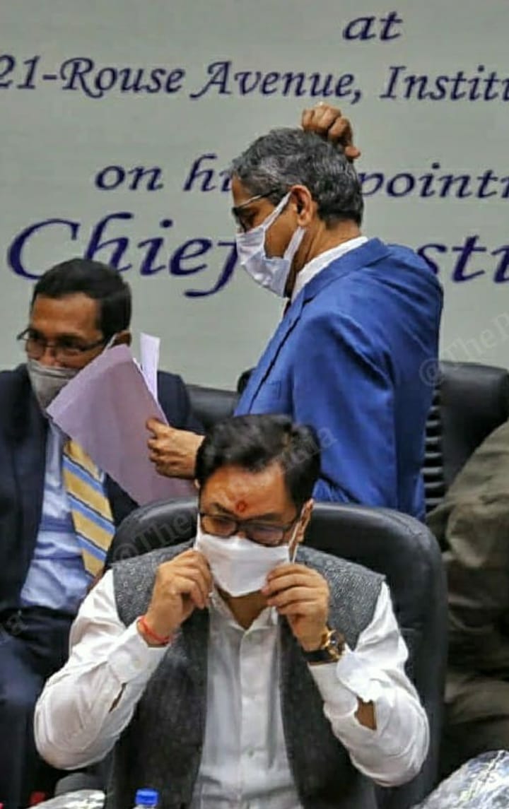 Law Minister Kiren Rijiju with CJI Ramana| Praveen Jain | ThePrint