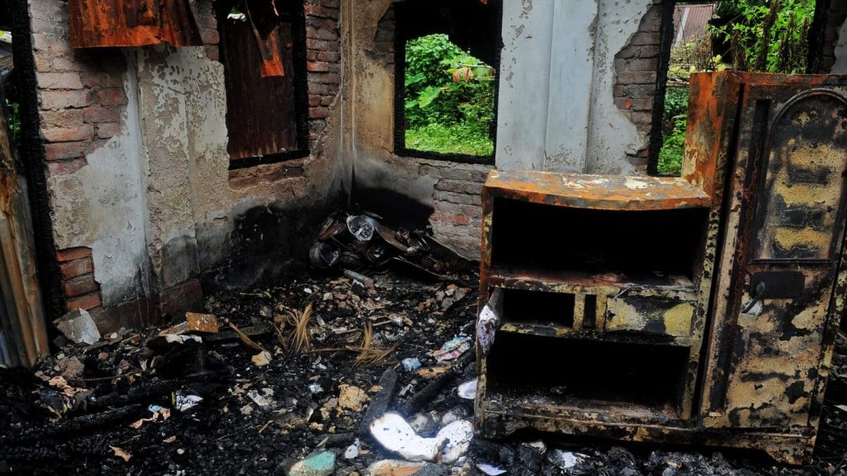 What remains of the home of Sanjib Das, a CPI(M) leader, at Gomati’s Salgara area in Udaipur | Photo: Suraj Singh Bisht/ThePrint