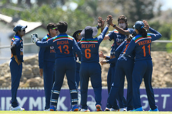 Indian women's team during their match against Australia in Mackay, on 26 September 2021