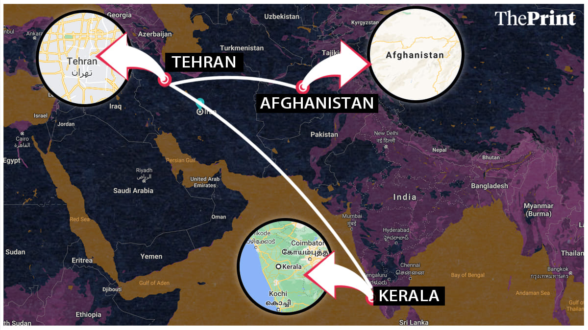 According to official sources, most of the families travelled first to Iran, and then crossed the border into Afghanistan by road | Illustration: Manisha Yadav