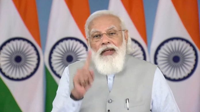 PM Narendra Modi addressing the inaugural conclave of the 'Shikshak Parv' through video-conferencing, on7 September 2021 | PTI
