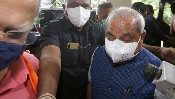 Gujarat Deputy Chief Minister Nitin Patel at the BJP headquarters to attend the legislature party meeting, in Gandhinagar on 12 September. | Photo: ANI