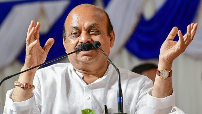 Karnataka Chief Minister Basavaraj Bommai speaks during an event on 3 September 2021 | PTI
