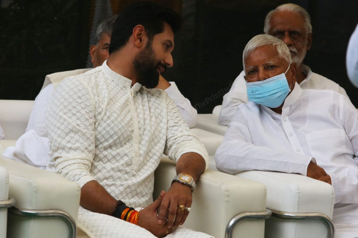 Chirag Paswan with Lalu Prasad Yadav | Photo: Praveen Jain | ThePrint