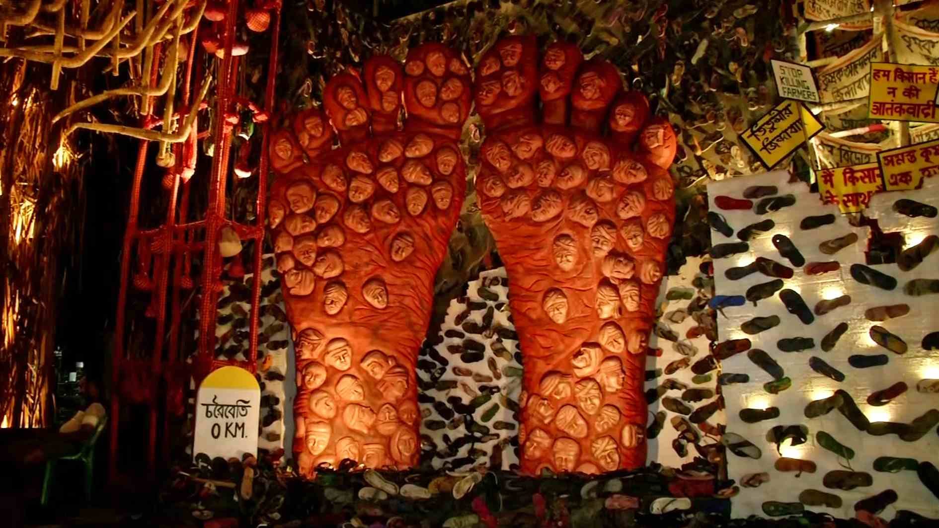 A puja pandal in Kolkata pays tribute to the farmers' protest | ANI