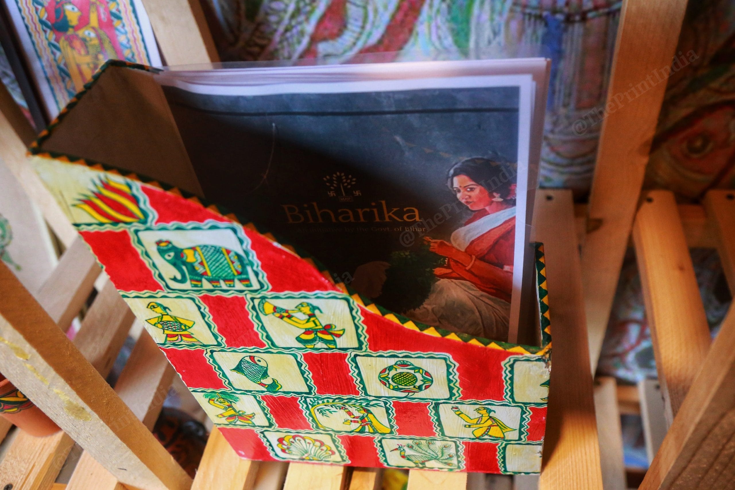 Magazine holders at the store | Photo: Manisha Mondal | ThePrint