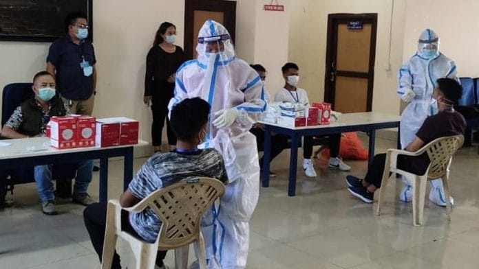 Representational image of Covid testing in Mizoram | Photo: Twitter | @dipr_mizoram