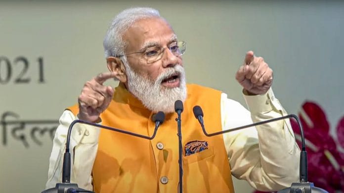 PM Narendra Modi at the Gati Shakti master plan event in New Delhi, on 13 October 2021 | PTI