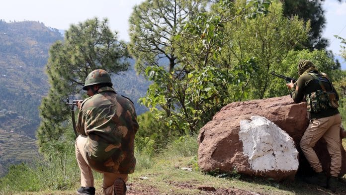 Security forces during an encounter with militants at Nar Khas area in Poonch, on 25 October 2021 | ANI Photo