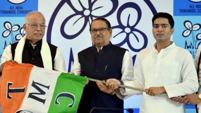 Former Goa CM Luizinho Faleiro (extreme left) joins Trinamool Congress in presence of party MP Abhishek Banerjee (extreme left), in Kolkata last month. | ANI