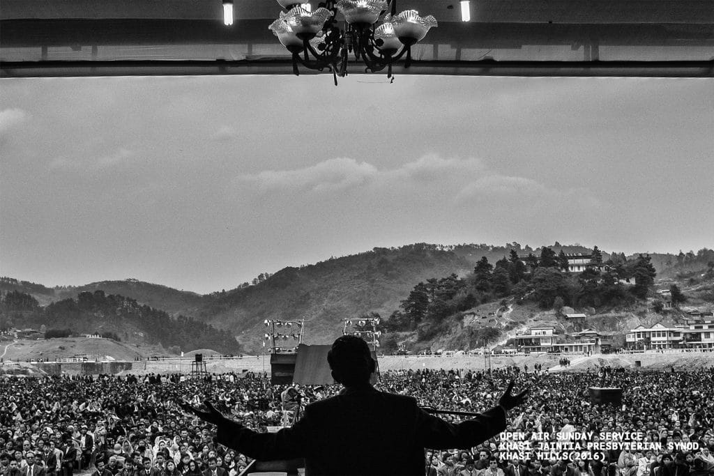 Open-air Sunday service in Khasi Jaintia Presbyterian synod, Khasi hills. | Photo Credit: Tarun Bhartiya 