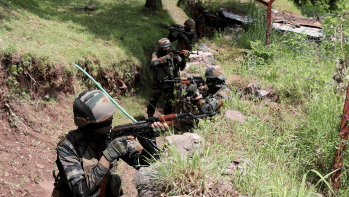 Army soldiers patrol along the Line of Control (LOC), in J&K Poonch | Representational image | ANI photo